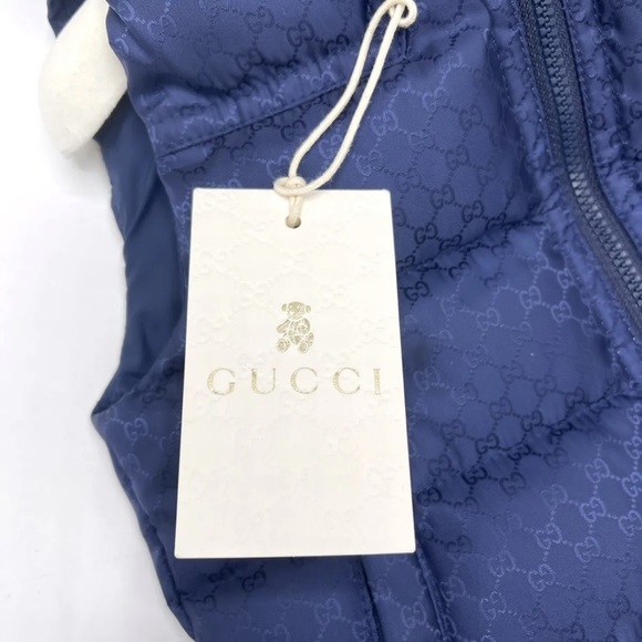 Gucci GG Kids 2011 Navy Blue Hooded Vest Size 9-12 Months GG Italy Vintage - Picture 8 of 8